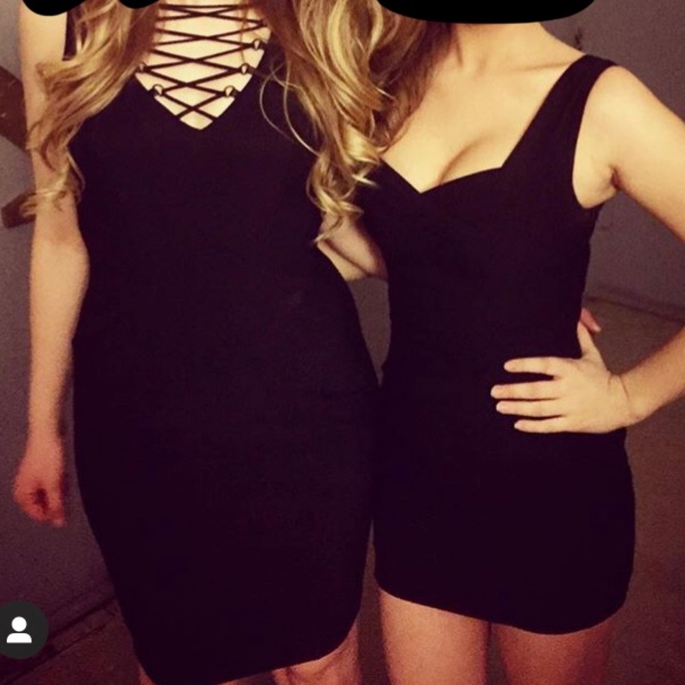 Sexy formal black midi dress